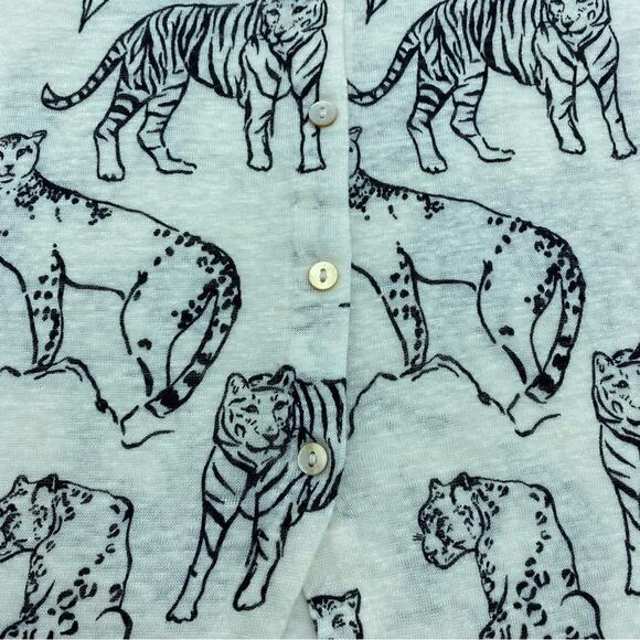 Cynthia Rowley Top Animal Print Linen Asymmetrical Hem Medium - Picture 7 of 10